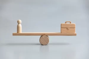 Een eenvoudige verbeelding van de afweging tussen werk, vrijheid en zekerheid.