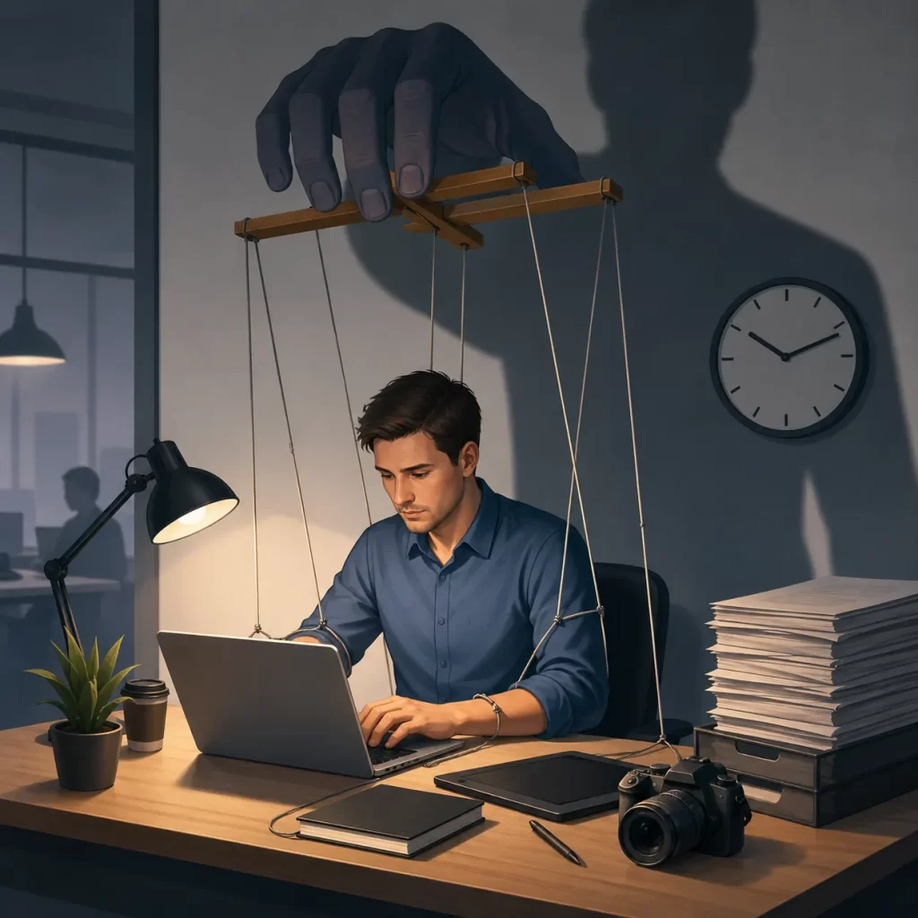 Een zelfstandige professional lijkt vrij, maar wordt zichtbaar gestuurd door controle, afhankelijkheid en vaste opdrachten.