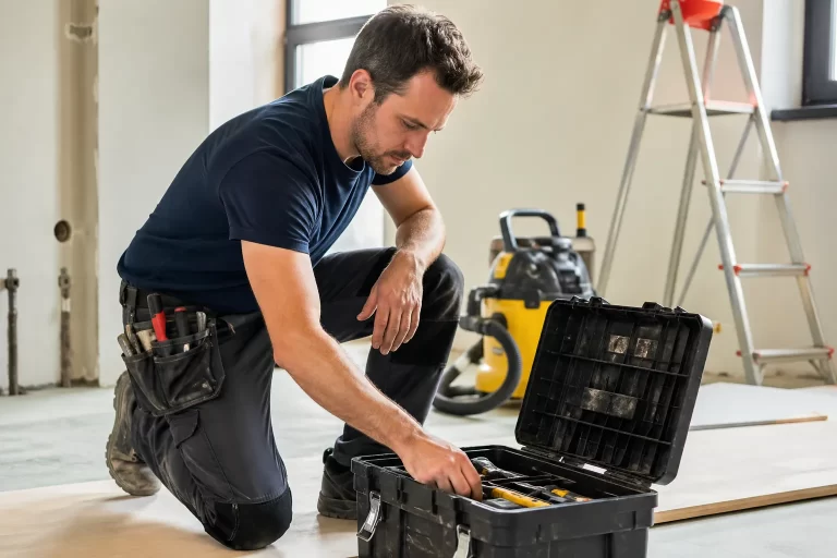Een zzp’er gebruikt zijn eigen gereedschap op een renovatieklus.