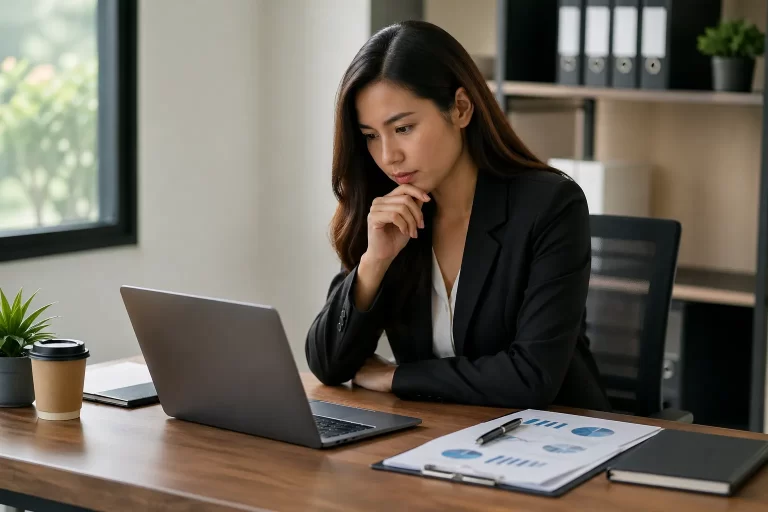 Een zakelijke scène waarin opdrachtgever en zzp’er samen een risicovolle samenwerking beoordelen.